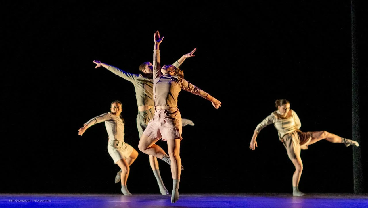   Dancers Riley Haley, Dalya Modlin, and Sky Pasqual led “Her (Abridged)” choregraphed by Santa Barbara Dance Theater artistic director Brandon Whited. Photo by Fritz Olenberger.  