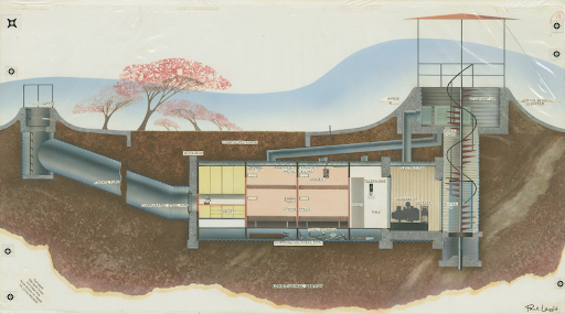  Paul László, section plan, bomb shelter for Mr. and Mrs. Hertz, Architecture and Design Collection (ADC), UC Santa Barbara 